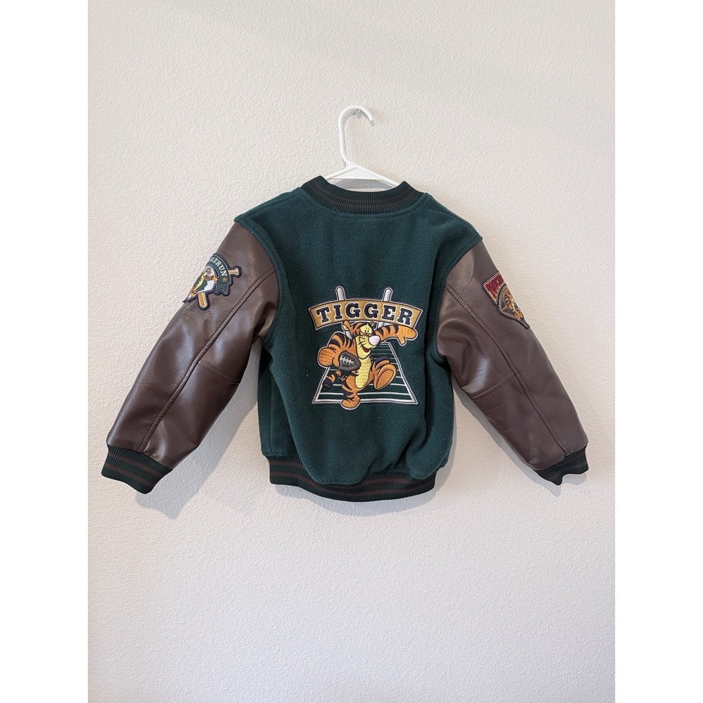 Vintage 90s Disney Store Tigger Letterman Varsity Bomber Jacket Kids M 7/8 Wool